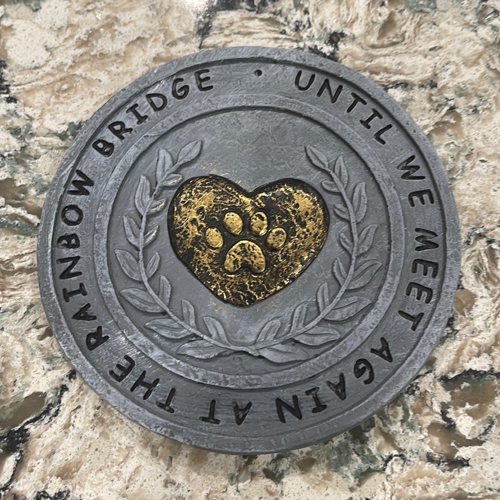 Rainbow bridge grave marker.
